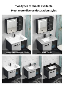Mueble de <span class=keywords><strong>Baño</strong></span> Moderno de Aluminio con <span class=keywords><strong>Encimera</strong></span> de Pizarra, <span class=keywords><strong>Lavabo</strong></span>, Impermeable, de Pared, Triangular, para Hotel - Product Image 6