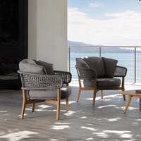 Ensembles de jardin d'hôtel nordique, meubles de jardin d'extérieur, chaises en rotin, ensemble de canapé en teck minimaliste d'extérieur avec coussin