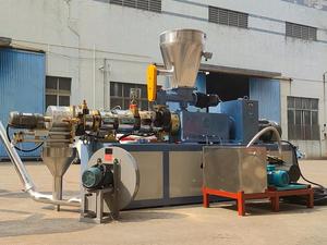 Ligne de granulation de plastique à double vis entièrement automatique haute vitesse pour la teinture des déchets plastiques, production 80-100 kg/h, 380V 3kW - Product Image 1