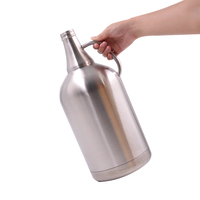 Logo personnalisé de sortie d'usine 1gallon 128oz en acier inoxydable à double paroi couvercle rabattable mini fût growler bière growler avec poignée
