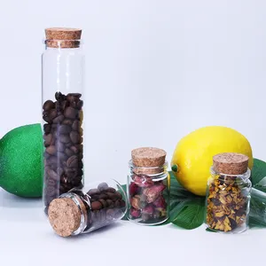 Screw spice glass jar round glass tube little vials 10ml slim cylinder glass bottle with wood lid