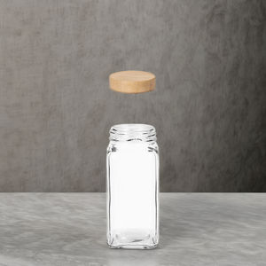 Barattolo per Spezie Quadrato Ecologico da 120ml, Coperchio in Bambù, Confezione Personalizzata, 24 Contenitori per Erbe e Spezie, Utensili da Cucina in Stile Rustico - Product Image 3