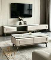 Meuble TV et Table Basse de Luxe au Design Moderne en MDF, Mobilier Statique pour Salon, Style Métal et Plateau