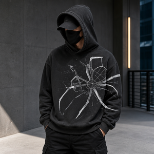 <span class=keywords><strong>Sweat</strong></span>-shirt à <span class=keywords><strong>capuche</strong></span> vintage délavé pour homme, motif toile d'araignée métallique style Line-Art, idéal pour le streetwear, vente en gros, personnalisation OEM ODM - Product Image 3