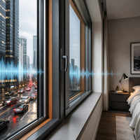 Ventana de Madera Revestida de Aluminio para Viviendas, con Sistema de Triple Sellado y Reducción de Ruido de 45dB, Cerradura Multipunto Importada de Alemania