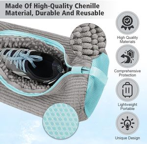 Bolsa para Lavar Zapatos, Saco para Limpiar Tenis en Lavadora, Bolsa de Lavandería Reutilizable con Forro de Chenille para Zapatillas - Product Image 4
