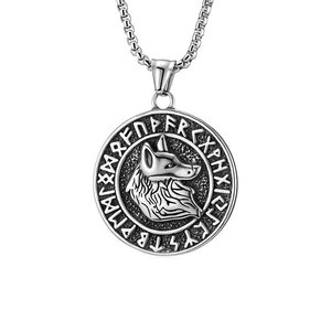 Yunnique – collier avec pendentif loup Viking en acier inoxydable pour hommes, bijoux rétro avec breloque animale, cadeau - Product Image 5