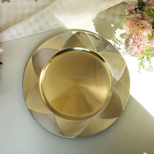 Assiettes de présentation dorées en acrylique élégantes pour mariage, décoration de table, vente en gros - Product Image 2
