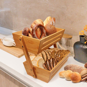 Boîte de rangement en bambou à double couche Bc Bicheng 30,5x17x28cm, étagère à fruits, légumes et pain pour la cuisine - Product Image 2