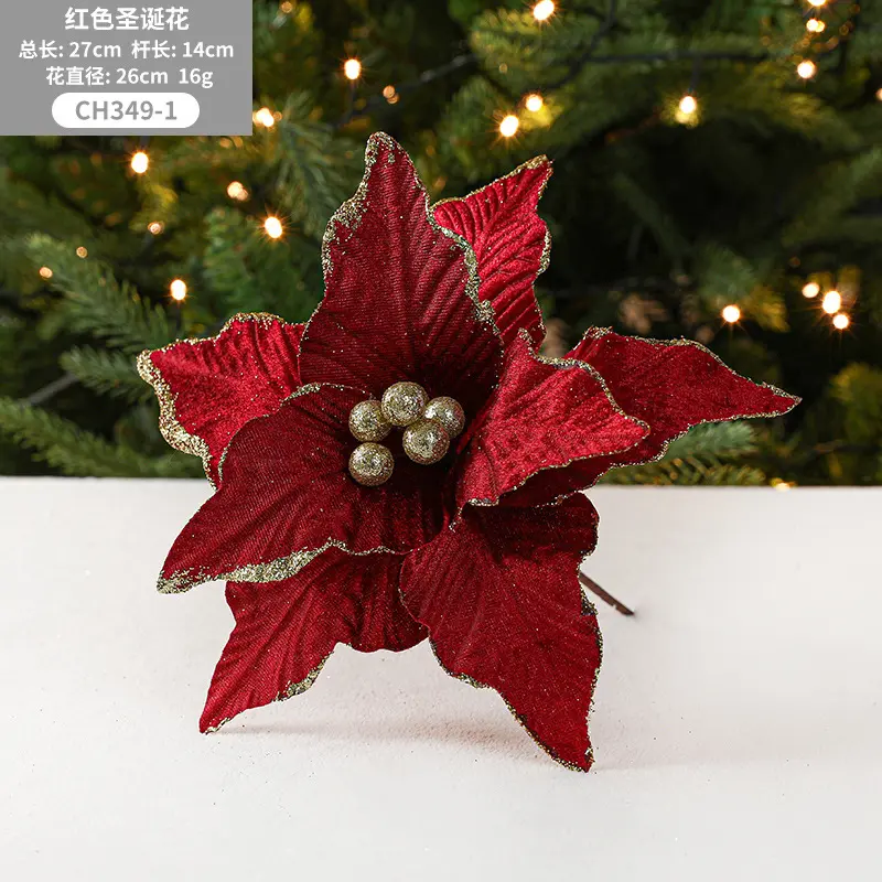 26cm Real Touch Weihnachts blume Weihnachts stern Samt Weihnachts schmuck Künstliche Blume Weihnachts blumen Für Heim textilien