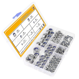 304 Stainless Steel Nylon <b>Lock</b> Nut Assortment Kit M3 M4 M5 M6 M8 M10 M12 180Pcs Metric DIN985 Grade A A2-70 - Product Image 2