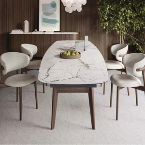 Chaises de Salle à Manger Modernes Minimalistes en Tissu Designer, Dossier en Bois Massif, Chaise Nordique en Bois pour la Maison, la Salle à Manger et le Restaurant - Product Image 4