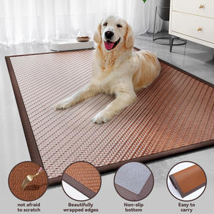 Alfombra refrescante para mascotas, alfombra rectangular tejida de ratán para dormir, cama de verano para perros y gatos, resistente a la suciedad, lavable a mano - Product Image 5