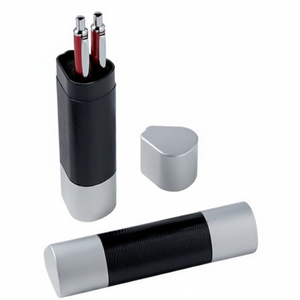 Astuccio per penne a sfera triangolare con 2 fori, portaoggetti in metallo - Product Image 2