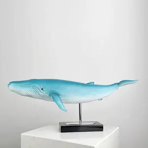 Moderne Creatieve Zeedieren Walvis Orka Beeldje Decoratieve Schattige Blauwe Hars Dolfijnen Beeldhouwkunst En Ambachten Interieur