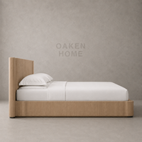 Lit Double Moderne OAKEN pour Chambre à Coucher, Combinaison de Meubles en Bois Massif pour Villa, Hôtel, Appartement, Mobilier de Maison