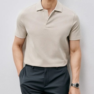 Chemise Homme en Coton Piqué Doublement Mercerisé avec Fermeture Éclair - Luxe, Douceur et Brillance, Style Business Décontracté, Manches Courtes, Respirante, Couleur Unie, Coupe Slim, Idéale pour le Bureau - Product Image 1