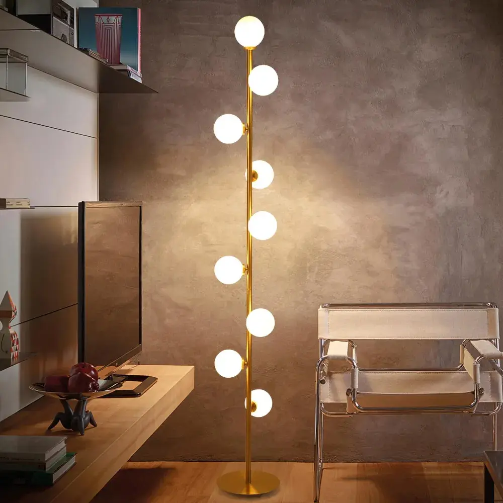 Lámparas Led de pie de lujo nórdico para sala de estar, decoración de dormitorio, esquina moderna, cristal dorado, diseño artístico