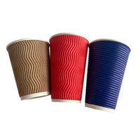 Heepack gobelets en papier kraft jetables imprimés avec logo personnalisé tasses à café ondulées à double paroi avec couvercle de 4oz 8oz 20oz tailles