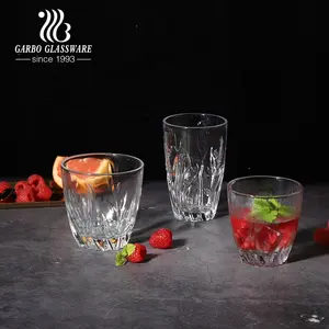 Brand in stock Yujing 8oz 11oz 12oz glass cup transparent glass tumbler with leaf embossing for hot cold juice beverage drinking