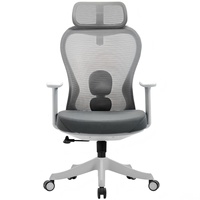 Chaise de bureau ergonomique moderne populaire à dossier haut, avec cadre blanc et noir, dossier en maille, appui-tête 3D réglable en hauteur, pour le bureau et la maison