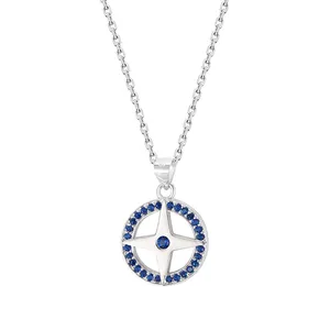 Новый 925 стерлингового серебра восьмиконечная звезда Компас Кулон для мужчин и женщин ожерелье Высокие украшения