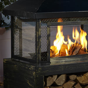 Brasero de camping extérieur en acier, modèle Chiminea Pyramide, peint, pour jardin et arrière-cour, compatible bois et charbon de bois - Product Image 3