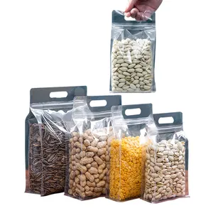 Стоячий мешок с индивидуальным принтом, Прозрачный задний герметичный пакет, прозрачная пластиковая упаковка для пищевых упаковочных пакетов
