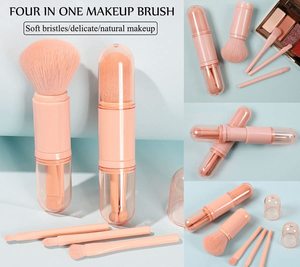 Set de Brochas de Maquillaje 4 en 1 con Logotipo Personalizado, para Base, Difuminado, Colorete y Ojos, Portátil para Viajes, con Estuche de Almacenamiento - Product Image 5
