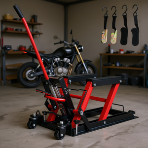 Cric hydraulique D0100XUJB2A 1000 kg rouge, support de rampe pour moto, outil de garage robuste - Product Image 2