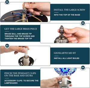 Lámpara de pie de mosaico turco hecho a mano en <span class=keywords><strong>Marrakech</strong></span> con 7 globos y base de bronce para decoración del hogar y jardín - Product Image 5