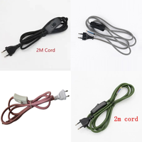 Prise européenne 2 broches AC 220V cordon d'alimentation en tissu avec interrupteur marche-arrêt fil électrique pour accessoires d'éclairage