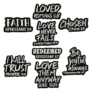 Extraits de la Bible Broderie Fer sur Éphésiens 1:7 Patchs bibliques rachetés - Product Image 1