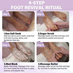 Private Label Nature 4-en-1 Crystal Herbal Jelly Foot Spa Salt Suavizar pedicura Kit con caja de embalaje Private Label Foot Soak - Product Image 3