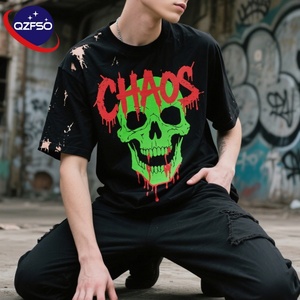 QZFSO, camiseta personalizada de algodón 100%, camisetas de peso pesado a granel, camiseta gráfica de manga corta con serigrafía de gran tamaño para hombres - Product Image 1