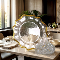 Assiette de présentation blanche simple, décorative, pour dîner, hôtel, banquet, mariage, dorée