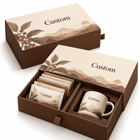 Coffret Cadeau Café Personnalisé – Emballage Rigide de Luxe en Papier avec Insert pour Grains de Café, Sachets de Drip, Tasse, Cuillère et Ensembles de Marques Premium