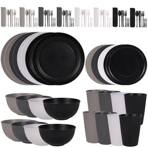 Ensemble <span class=keywords><strong>de</strong></span> <span class=keywords><strong>vaisselle</strong></span> en paille <span class=keywords><strong>de</strong></span> blé 88 pièces, assiettes et bols en plastique, services <span class=keywords><strong>de</strong></span> table <span class=keywords><strong>pour</strong></span> <span class=keywords><strong>8</strong></span> <span class=keywords><strong>personnes</strong></span>, compatibles lave-<span class=keywords><strong>vaisselle</strong></span> et micro-ondes - Product Image 1
