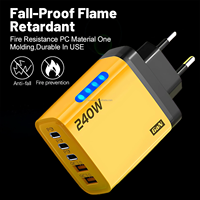 Chargeur USB 240W avec prise EU/US, charge rapide 240W, adaptateur pour téléphone portable Type C, charge rapide 3.0, chargeur mural