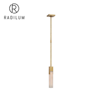Mini suspension en albâtre, luminaire de luxe pour hôtel, cuisine, bar, décoration, tige en laiton fine, forme carrée, pierre, LED, mini suspension Covet
