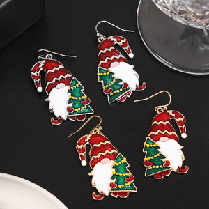 Pendientes Colgantes de Gnomo Navideño de Aleación, Joyería de Fiesta de Papá Noel de Dibujos Animados, Pendientes Colgantes de Moda para Mujer, Color Plata y Oro - Product Image 4