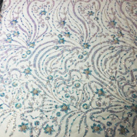 Glint dentelle perlée oem chine gros tissu de broderie indien dentelle de luxe pour robe de mariée