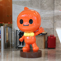 Statue de mascotte commerciale personnalisée K374, figurine de dessin animé d'extérieur, sculpture 3D en FRP pour entrée de centre commercial, repère de marque joyeux
