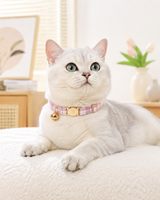 Collier de sécurité pour chat à motif écossais avec clochette, collier réglable anti-étranglement pour chats, motifs personnalisés disponibles