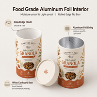 Tube en papier doublé de papier aluminium, bord festonné, qualité alimentaire, OEM, FSC, BRC, IFS, FDA, boîte alimentaire pour granola, MOQ500