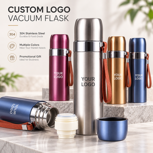 Ensemble cadeau de gourde isotherme en acier inoxydable de 500 ml avec logo personnalisé, double paroi isolée, bouteille thermique pour boissons chaudes et froides avec boîte - Product Image 1
