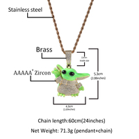 Collier pendentif soucoupe Hip Hop lumineux Baby Yoda Cartoon Alien Oil Glow in the Dark