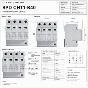 Dispositivo de Protección Contra Sobretensiones 4P SPD 385V 20KA 40KA, <span class=keywords><strong>Protector</strong></span> Contra Sobretensiones de Rayos AC para Riel DIN, <span class=keywords><strong>Protector</strong></span> Contra Sobretensiones de Bajo Voltaje - Product Image 6