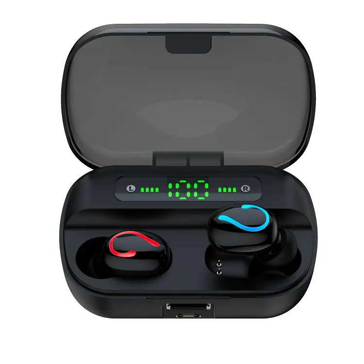TWS Q61 LED 블루투스 5.0 이어폰 무선 이어폰 스포츠 헤드셋 방수 디지털 디스플레이 귀마개 이어폰