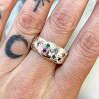 Bague vintage en laiton plaqué or 18 carats pour femmes, pierres précieuses naturelles et colorées serties de zircons CZ, bijoux chics en argent et cuivre